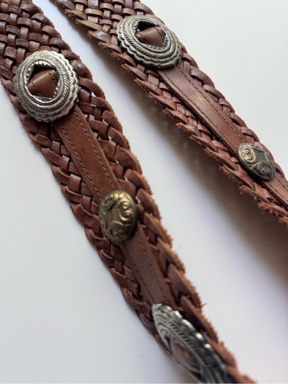 Omega Western Braided Brown Leather Belt Womens M - Picture 7 of 7